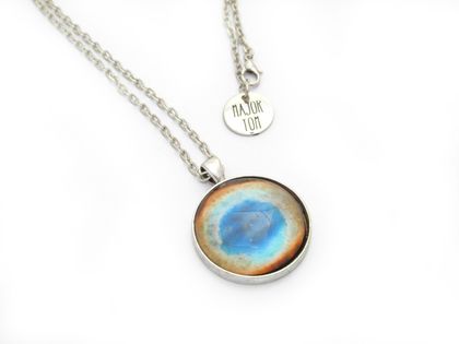 Colourful Ring Nebula Astronomy Necklace- Glass Cabuchon 1.81in/ 30mm- Astronomy Jewellery- Outer Space & Science