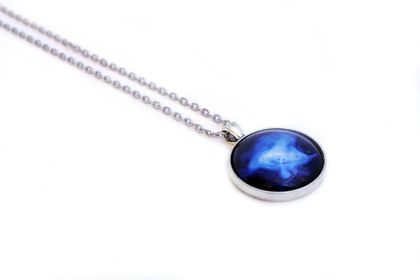 Cosmic Cabochon Necklace - Galaxy Jewellery - Astronomy Pendant - Striking Bright Blue Contrast - Wind Nebula - Outer Space & Science